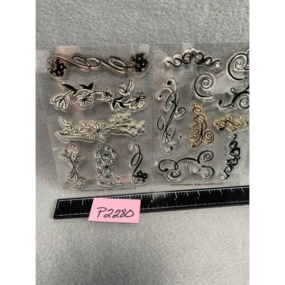 Scrappy Cat LLC Designer & Botanical Flourishes Clear Stamps Set Crafting Decora - Picture 6 of 6
